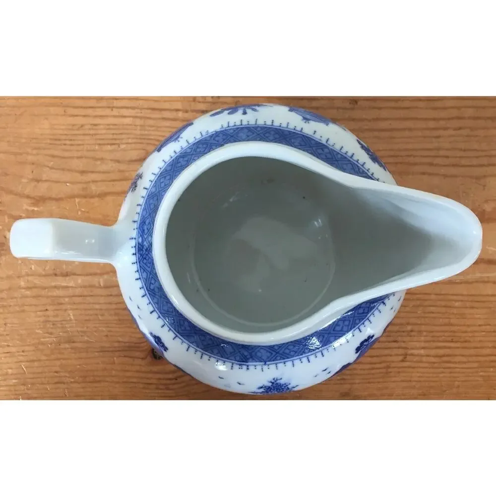 Vintage Antique Oriental Delft Flow Blue Made in China Chinese Porcelain Creamer
